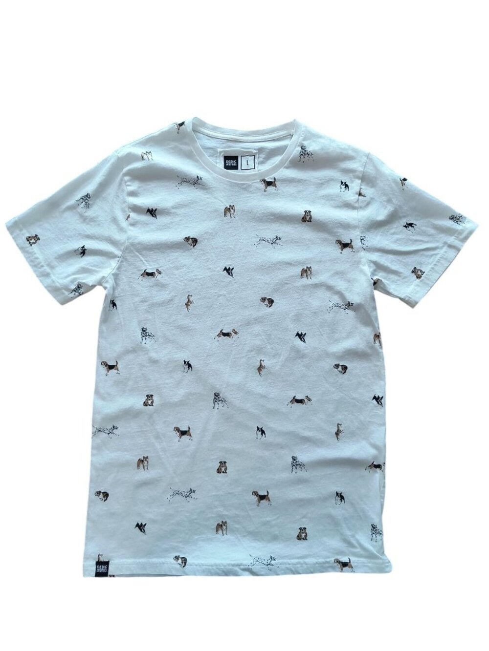 Dedicated 100% Organic Cotton T-Shirt With Dogs Print Design Large White